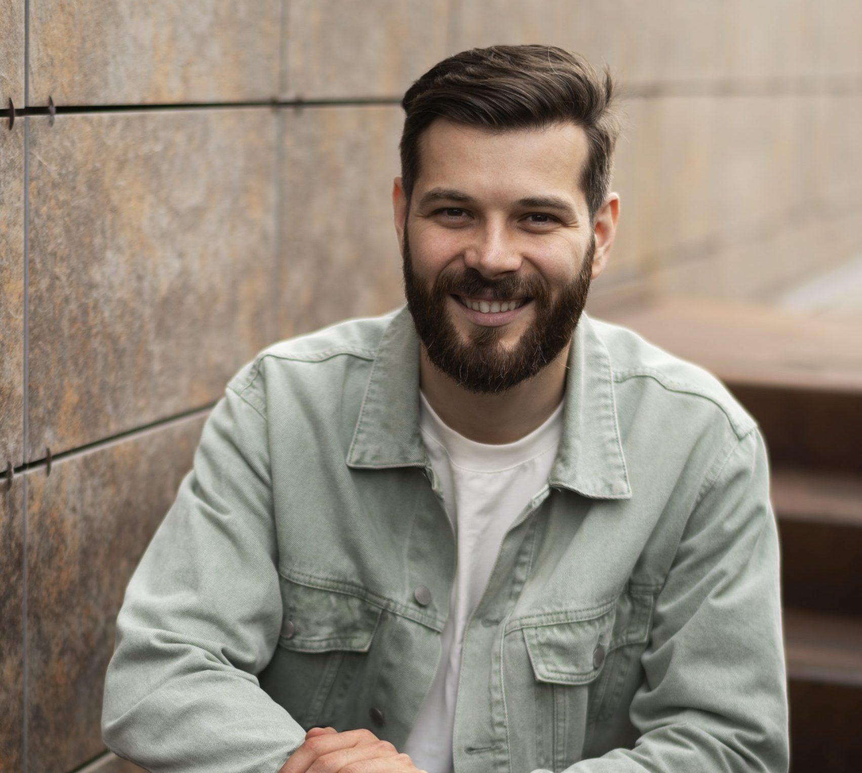 Front View Smiley Man Posing Cv